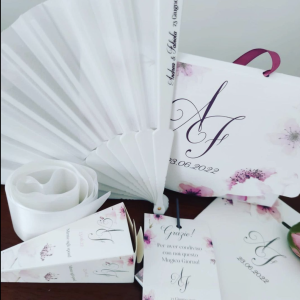 Wedding bag con ventaglio e riso