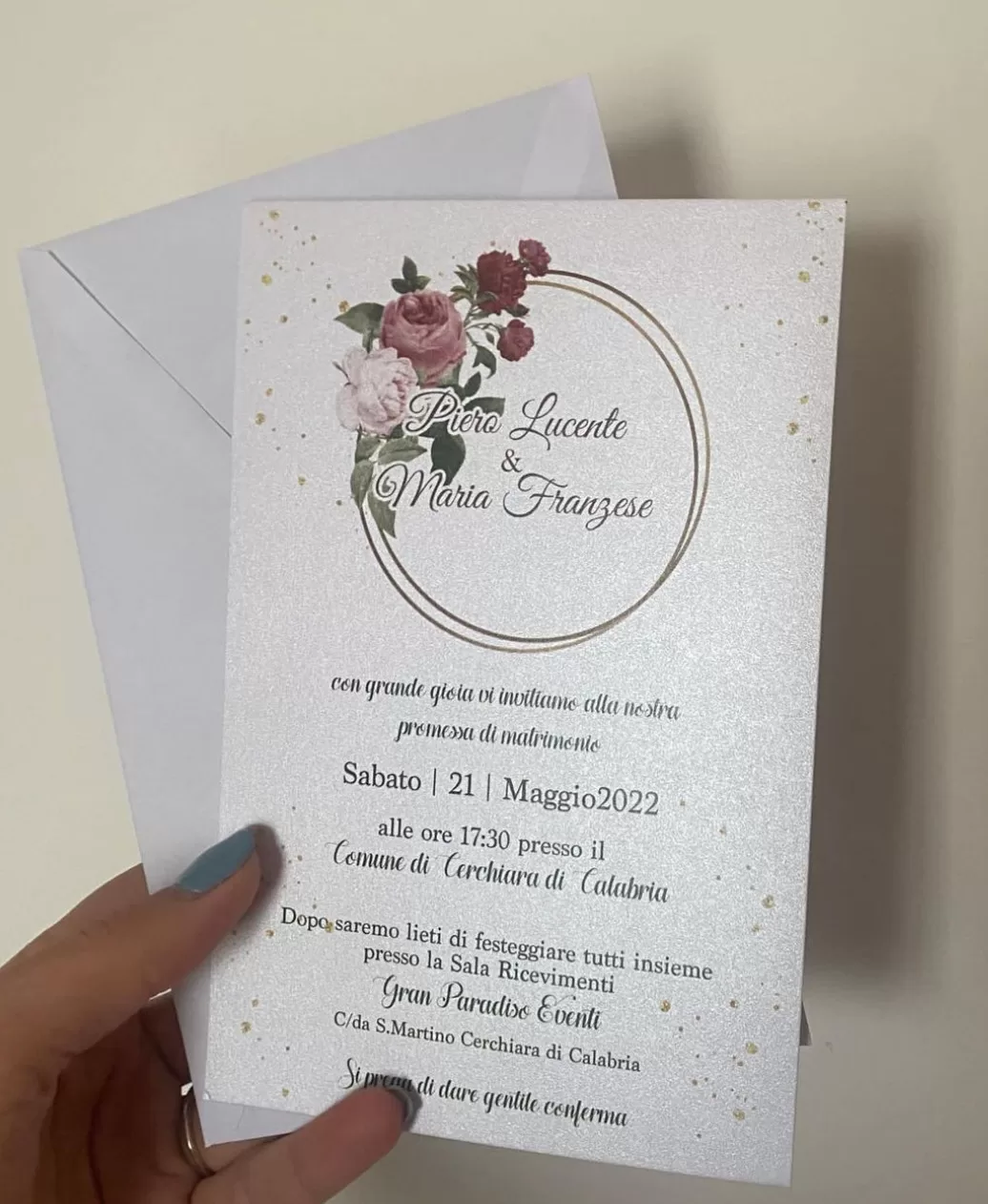 Partecipazione perlata personalizzata